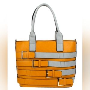 Orange and Gray Belted Handbag